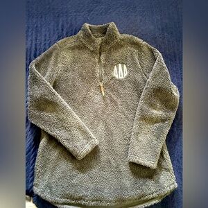 Tri- Delta Embroidered Sorority Charcoal Fleece Soft Quarter-Zip Pullover Sz XL